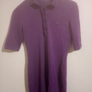 Lacoste Knit Polo Shirt Mini Dress Womens Sz 32 (Small S) Purple